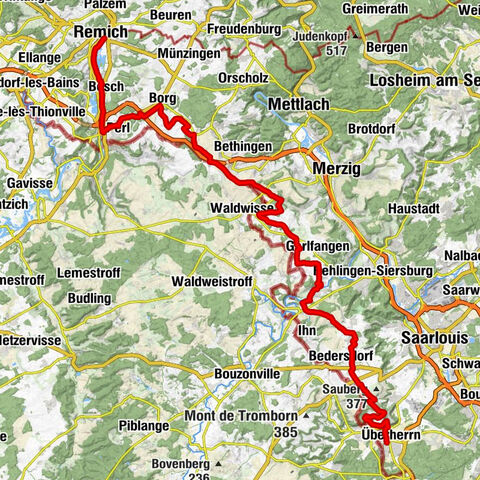 Saarland Cycle Route "Stage 6: From Remich to Überherrn"