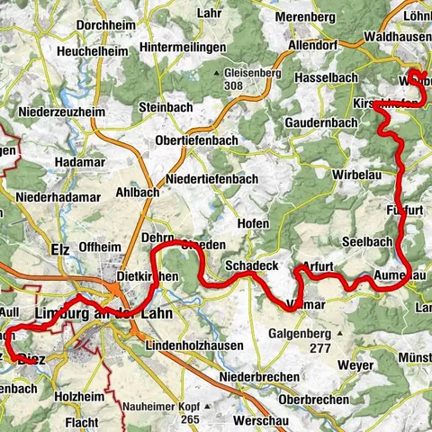 Lahnradweg 6e etappe stroomopwaarts Diez/Limburg - Weilburg