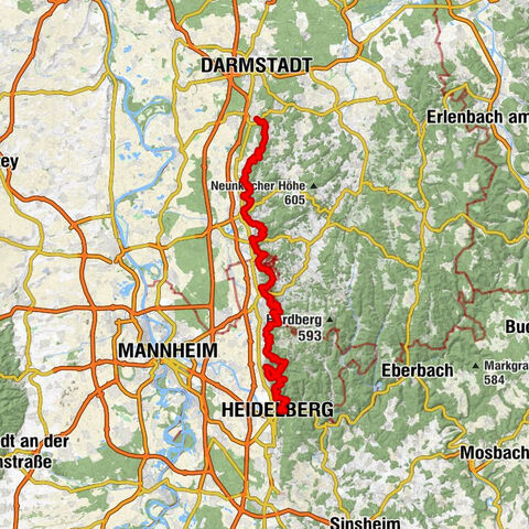 Burgensteig Bergstraße (komplette Route)