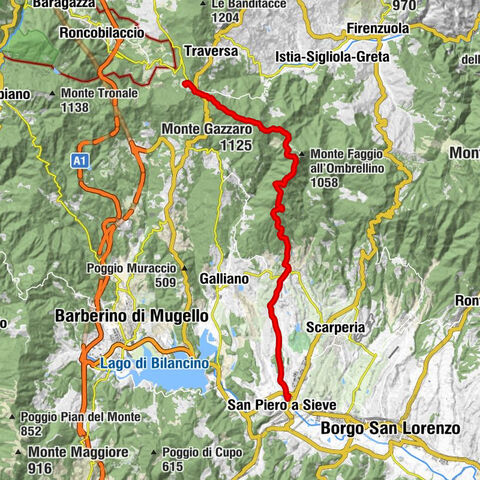 Firenzuola - Monte Gazzaro - Monte Alto - Scarperia e San Piero