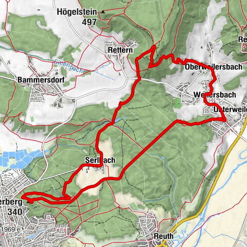 Weilersbach - Retterner Kanzel - Kellerberg - Oberweilersbach