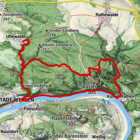 Uttewalder Felsentor, Schwedenlöcher, Wehlen und zurück