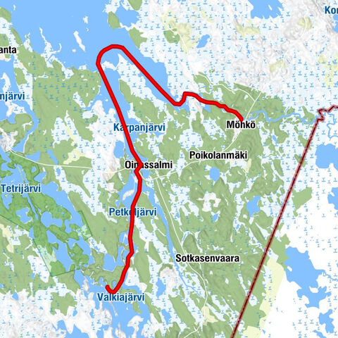 Water route from Möhkön ironworks village to Petkeljärvi National Park