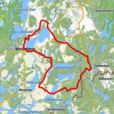 Priepert - Düsterförde Bahnhof - Düsterförde - Wesenberg