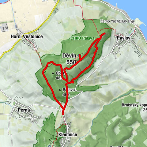 Perná - Rafičkův rypák - Děvín - Pavlov u Dolních Věstonic