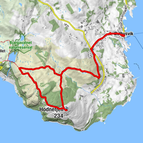 Østhusvik - Hegglandslia - Hodnefjell