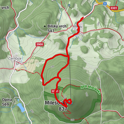 svatého Václava - Bílka - Milešovka - Chata Milešovka