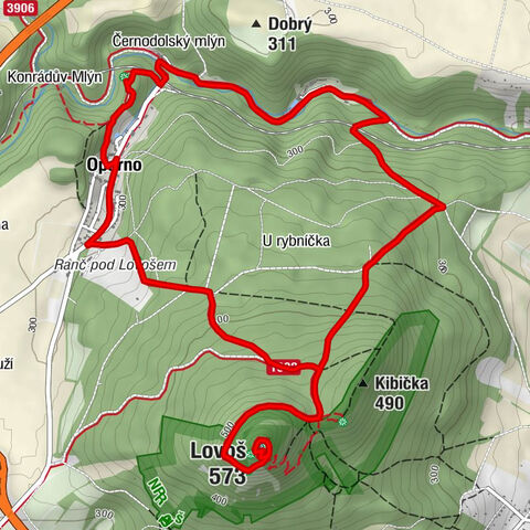 Oparno - Černodolský mlýn - Lovoš - Hájovna