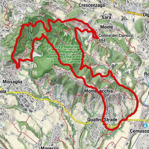 Quattro Strade - Santuario della Beata Vergine del Carmelo - Cappelletta di Crippa - Collina dei Cipressi