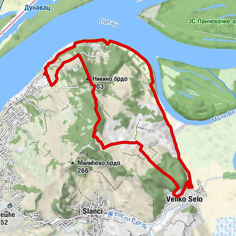 Дунавска тераса - Бела Стена - Никино брдо - Црква Светог Николе