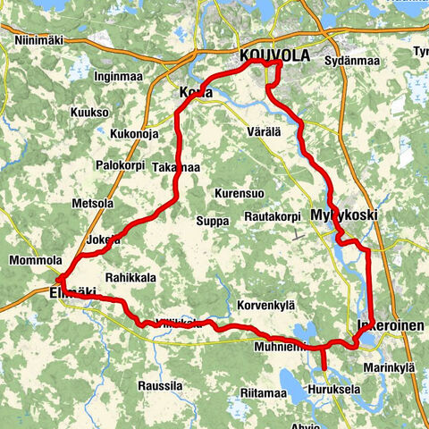 Keskusta - Korian Silta - Inkeroisten kirkko - Kouvola