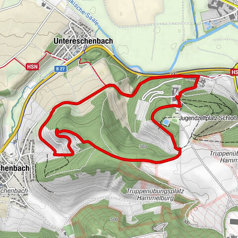 Hammelburg - Blick auf Obereschenbach und Sodenberg