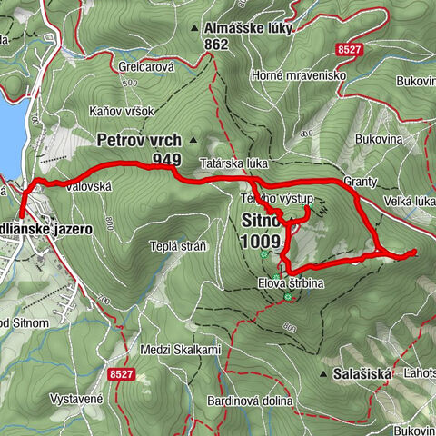 Počúvadlianske jazero - Tatárska lúka - Chata Andreja Kmeťa - Sitno