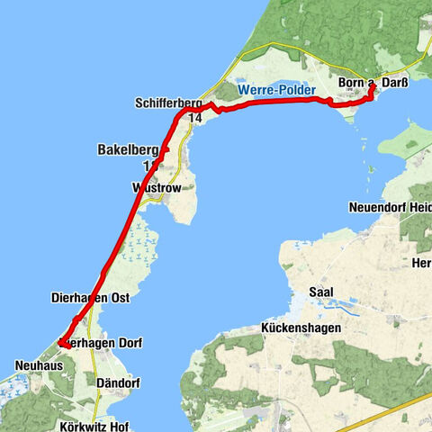 Dierhagen Strand - Bakelberg - Schifferberg - Born a. Darß