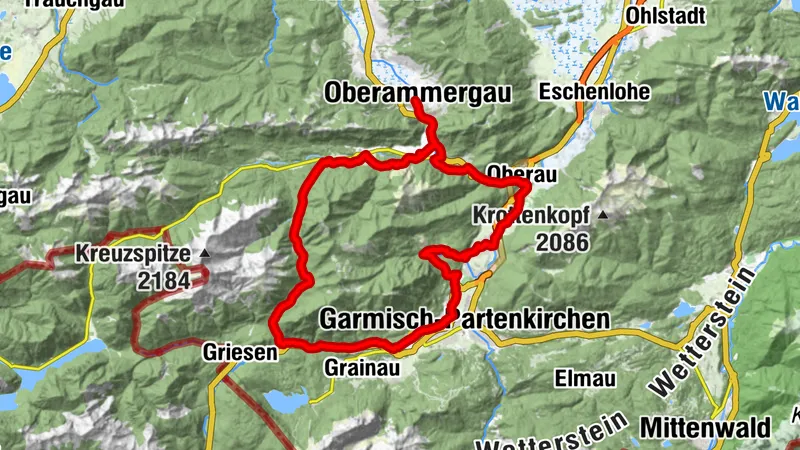Mountain bike route – Around the Notkarspitze and Kramerspitze
