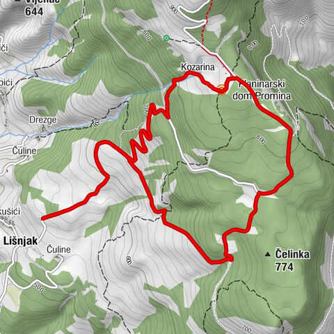 Lišnjak - Kozarina - Planinarski dom Promina