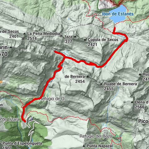 Refugio de Lizara - Refugio de Oldecua - Refugio de los Forestales o Caseta de Vernera - Valle de los Sarrios