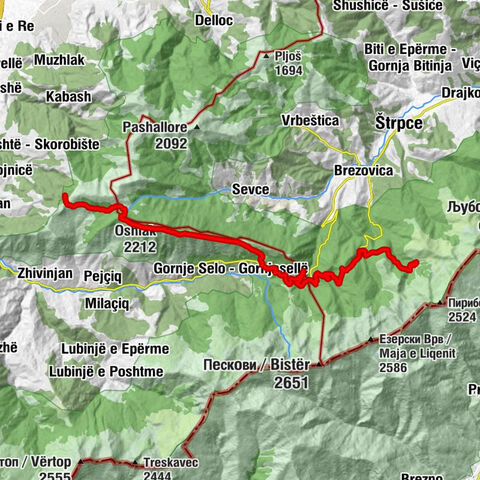 Kopana voda - Oshlak - Prevallë - Brezovicë - Brezovica