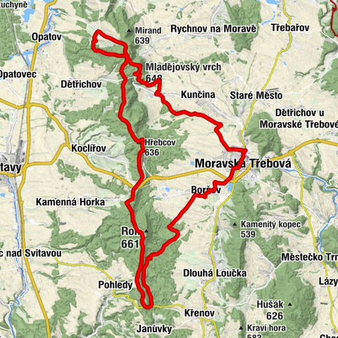 Moravská Třebová - U Mariánského obrázku - Hřebcov - Mladějovský vrch