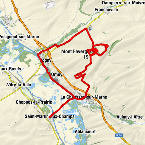 Saint-Martin-aux-Champs - La Chaussée-sur-Marne - Mont Faverger - Pogny