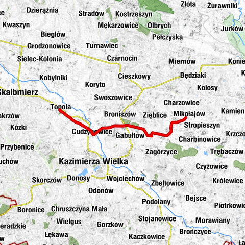 Topola - Wroni Koniec - Ulica Topolska - Kościół pw. Wszystkich Świętych w Cudzynowicach