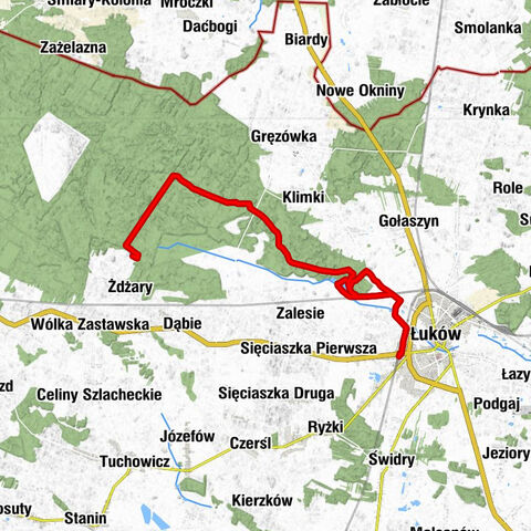 Łuków Łapiguz - Łuków - Wiatraki - Zajazd Zimna Woda