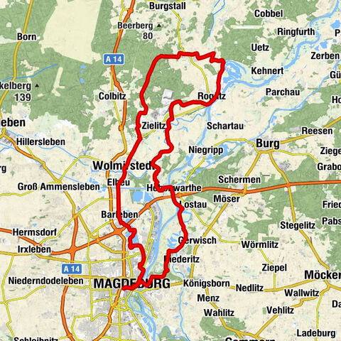 Magdeburg Hauptbahnhof - Magdeburg - Weinberg - Kirche Hohenwarthe