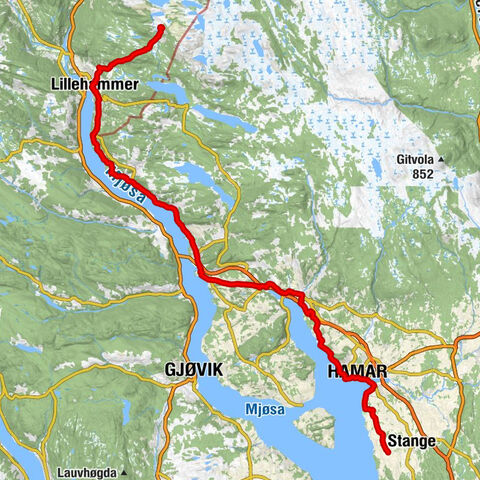 Søre Langsetsetra - Søre Ål kirke - Ringsaker kirke - Guthusfeltet