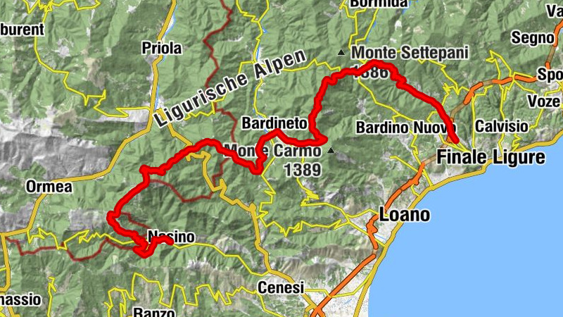 San Sebastiano - Monte Fontanette - Rocca della Spina - Nasino