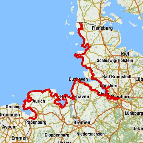 Nordseeküsten-Radweg Gesamtroutentrack