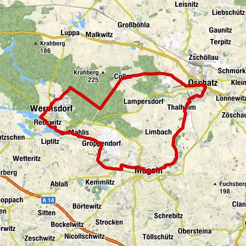 Rundkurs Mulde-Elbe-Radroute / Döllnitztal-Radroute