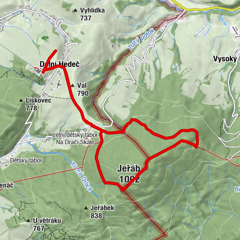 Kloster Hedeč -  Berg Jeřáb 1003m - Quelle Tichá Orlice