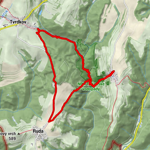 Rešov-Fialův mlýn-Ruda-Rešovký vodopád
