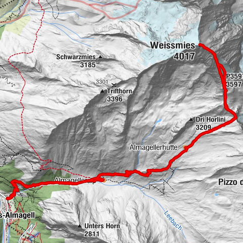 Weissmies Südgrat von Saas Almagell